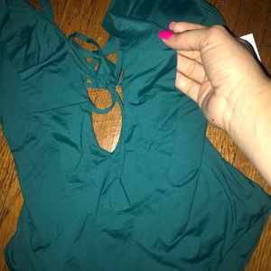 Emerald Green ruffle swimsuit